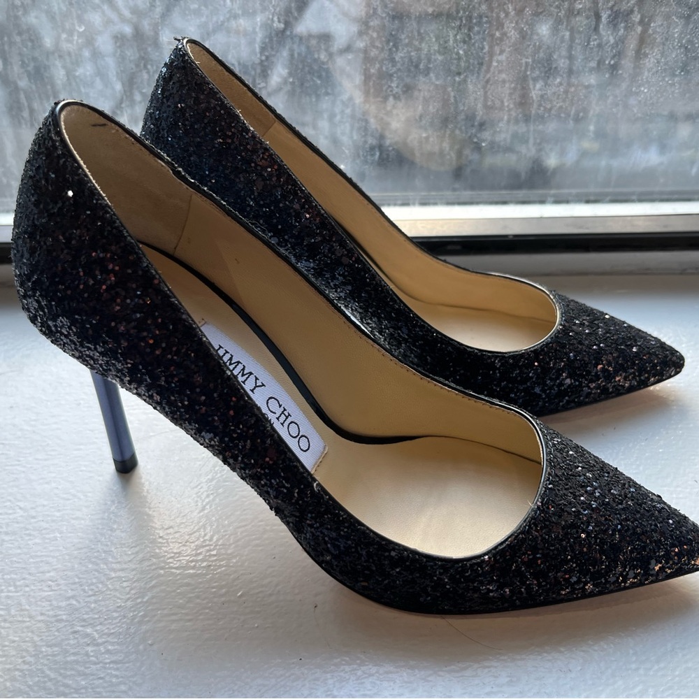 NWT Jimmy Choo Sparkling Dark Blue Heels